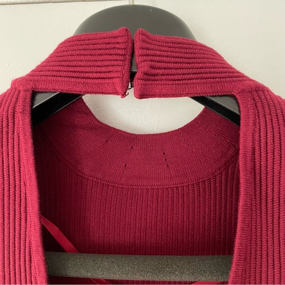 Rebecca Minkoff Magri in Wine Ribbed Knit Cutout Zip Back Dress - Size Large - Picture 5 of 13